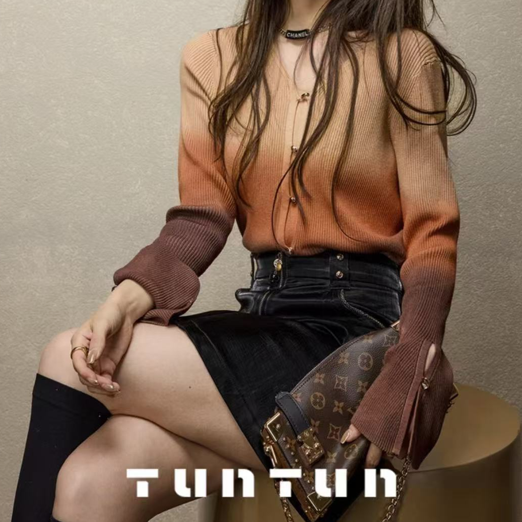 ZM服饰【画秋】自带秋冬滤镜氛围感 三色吊染针织开衫百搭秋季