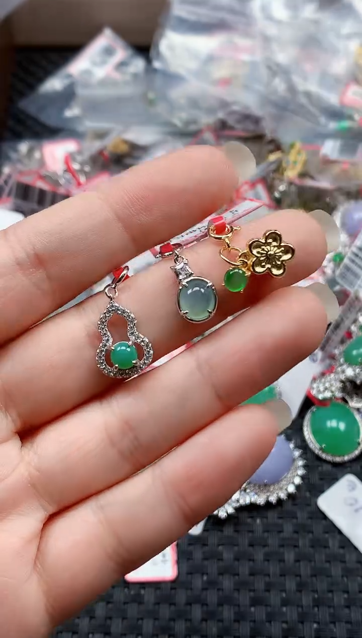 银S925镶嵌戒指翡翠天然A货缅甸翡翠