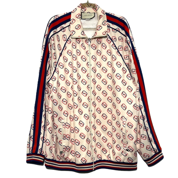 99新 GUCCI/古驰 M码 满印logo白色外套 0704