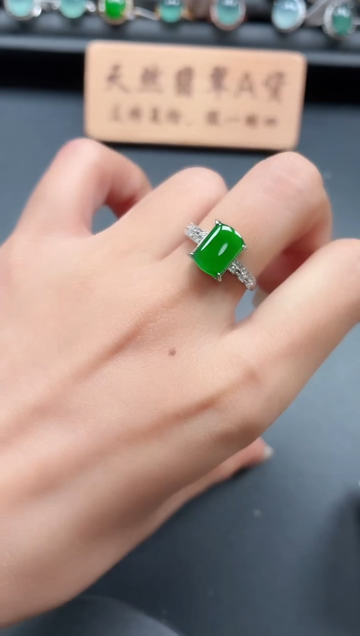 银S925镶嵌戒指翡翠111