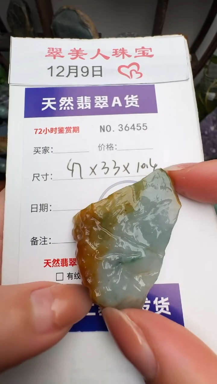 颈饰未镶嵌翡翠原石36455