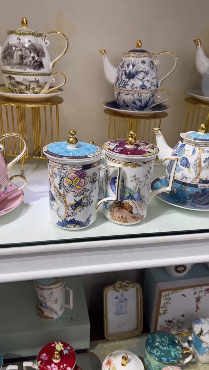 45%以上骨粉骨瓷两套盖杯加茶漏