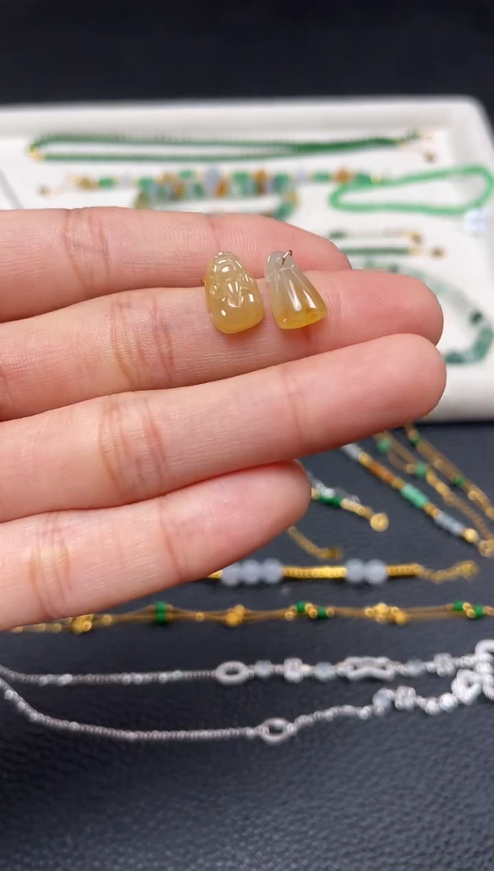 【闪购商品】翡翠吊坠(不含链)18K金镶嵌2个  JK415