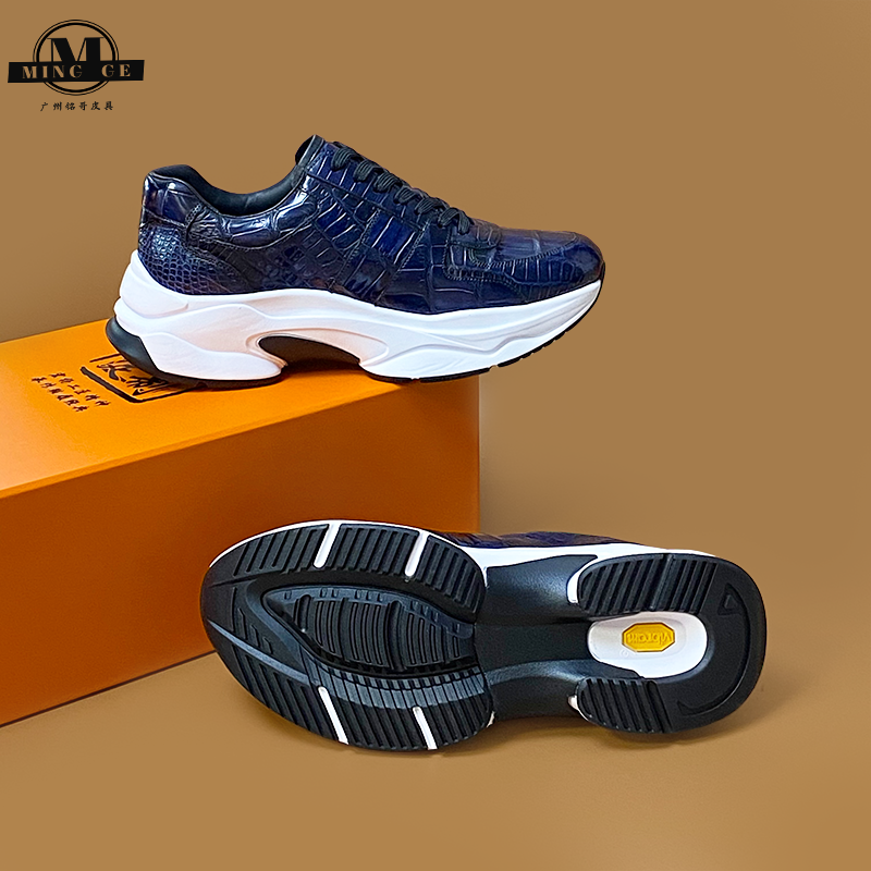 鳄鱼皮手工擦色经典休闲轻便跑步男鞋厚底时尚舒适百搭潮鞋