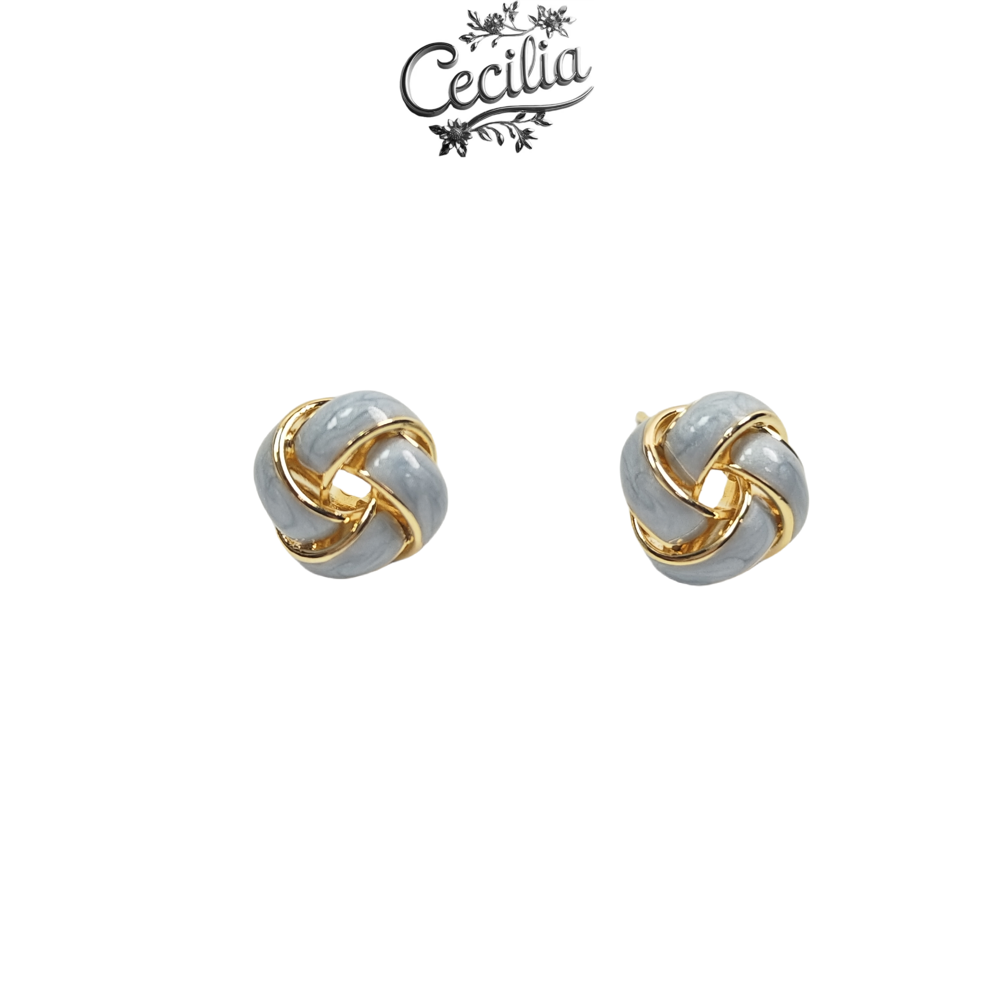 铜合金耳饰 Cecilia 金质缠绕青蓝调宝石气质耳钉