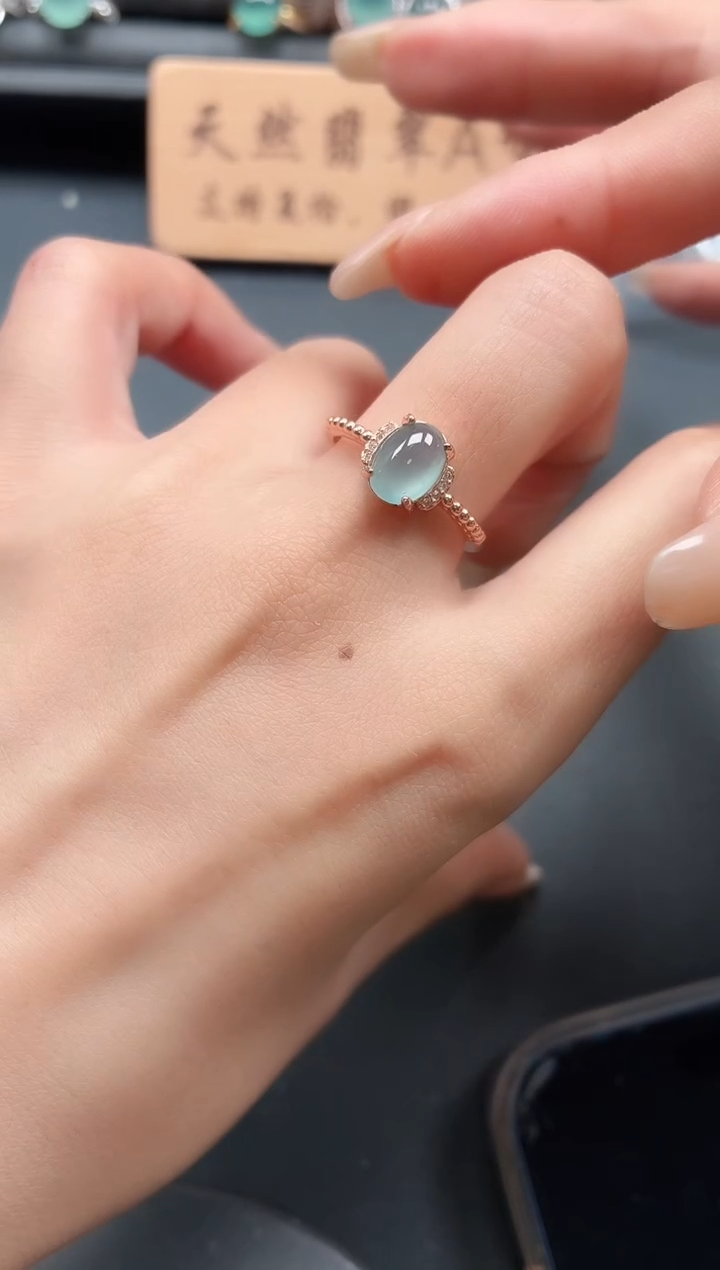 银S925镶嵌戒指翡翠1