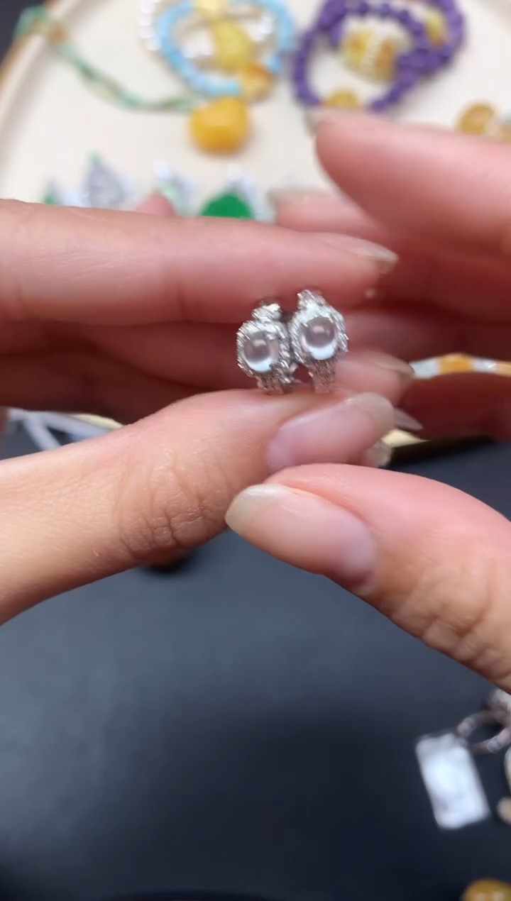 【闪购商品】翡翠耳饰18K金镶嵌耳饰A78|2680