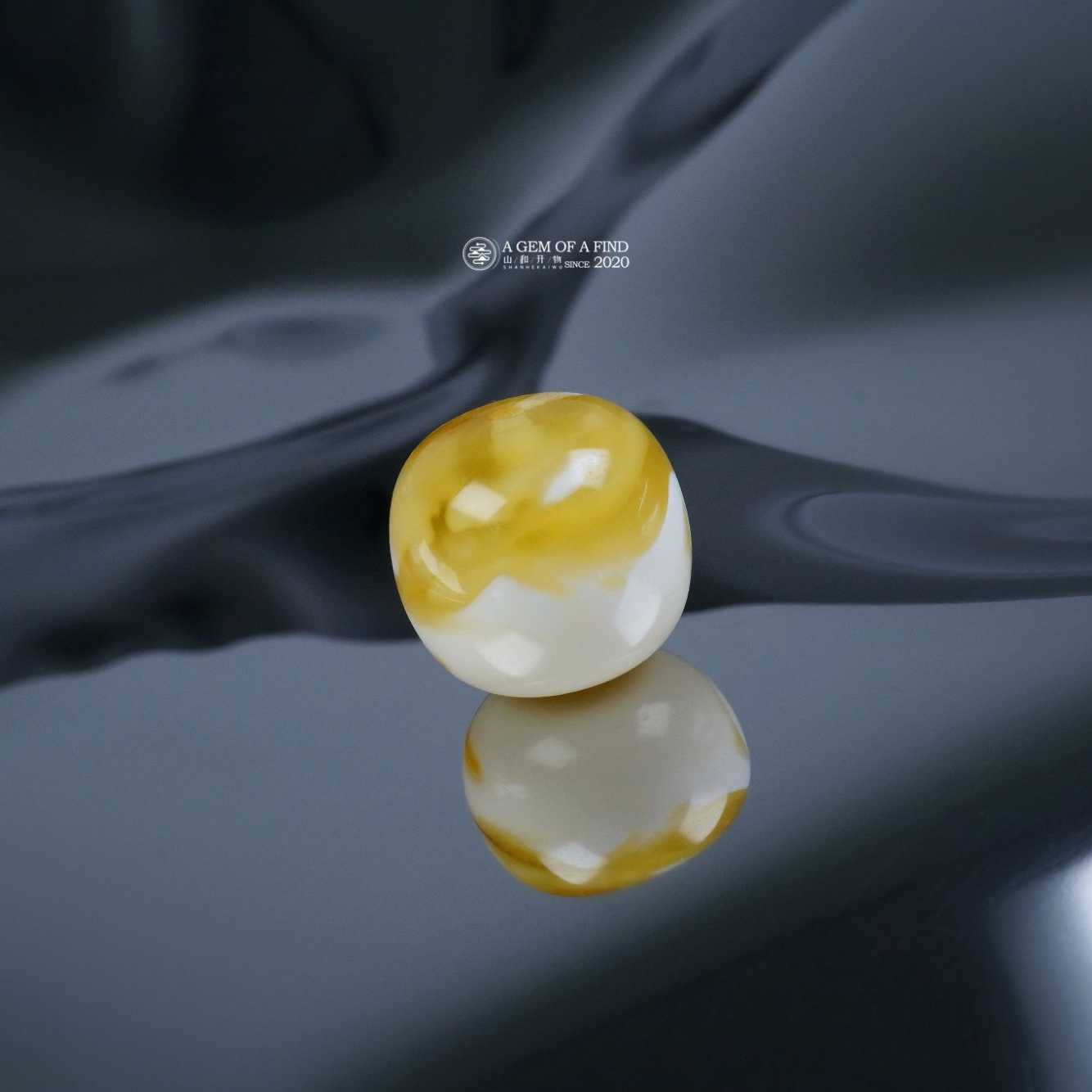 山和开物｜12.6mm金瓷白溶洞半山半水老型文玩配饰琥珀蜜蜡 特惠