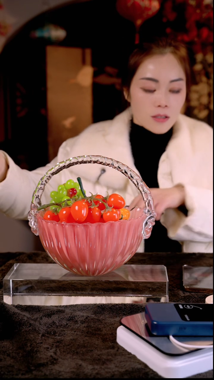 人造水晶老板娘琉璃果篮