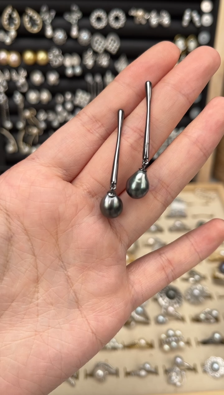 【闪购商品】海水珍珠耳饰银S925镶嵌S925大溪地耳饰