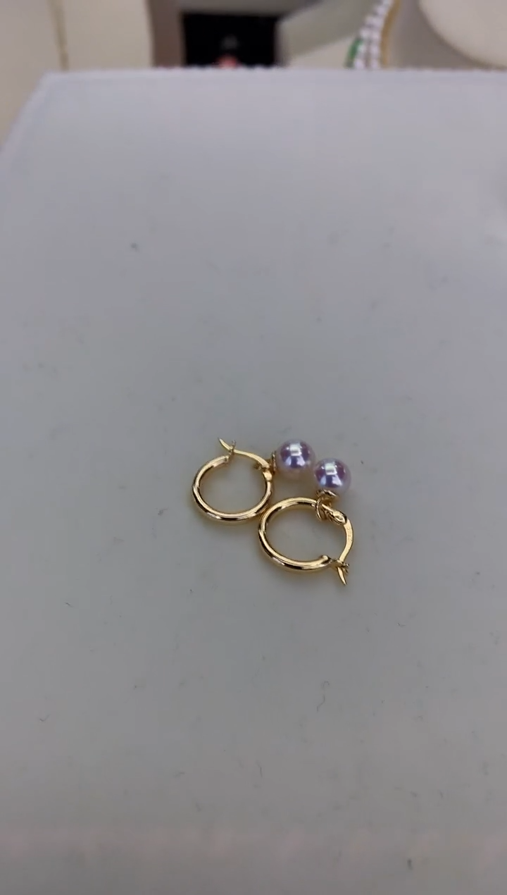 银S925镶嵌DA海水珍珠 GD218 耳扣 6-7