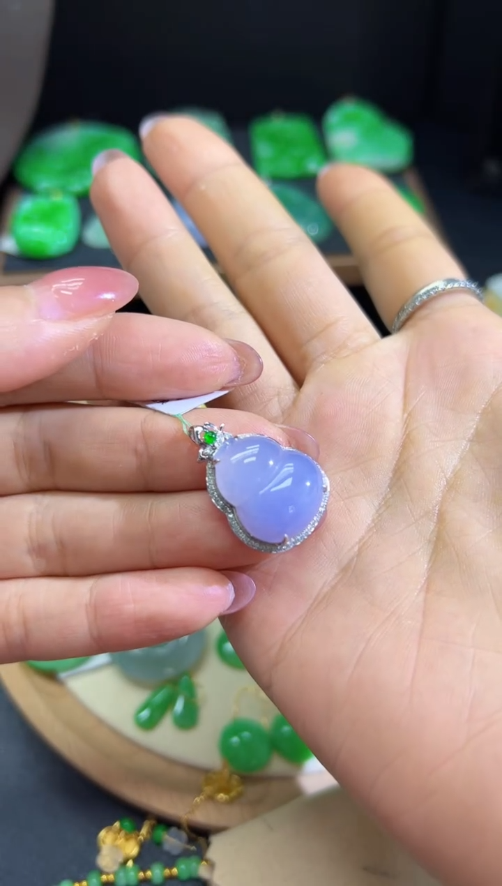 【闪购商品】翡翠颈饰18K金镶嵌Q缅料A货翡翠/支持复检/一件