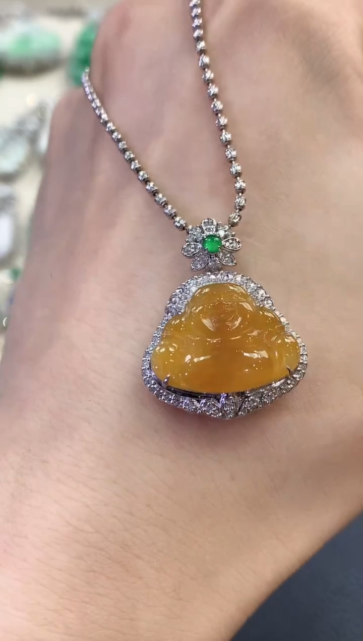 【闪购商品】翡翠吊坠(不含链)18K金镶嵌A22     