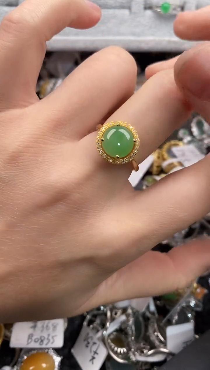银S925镶嵌戒指翡翠11              6