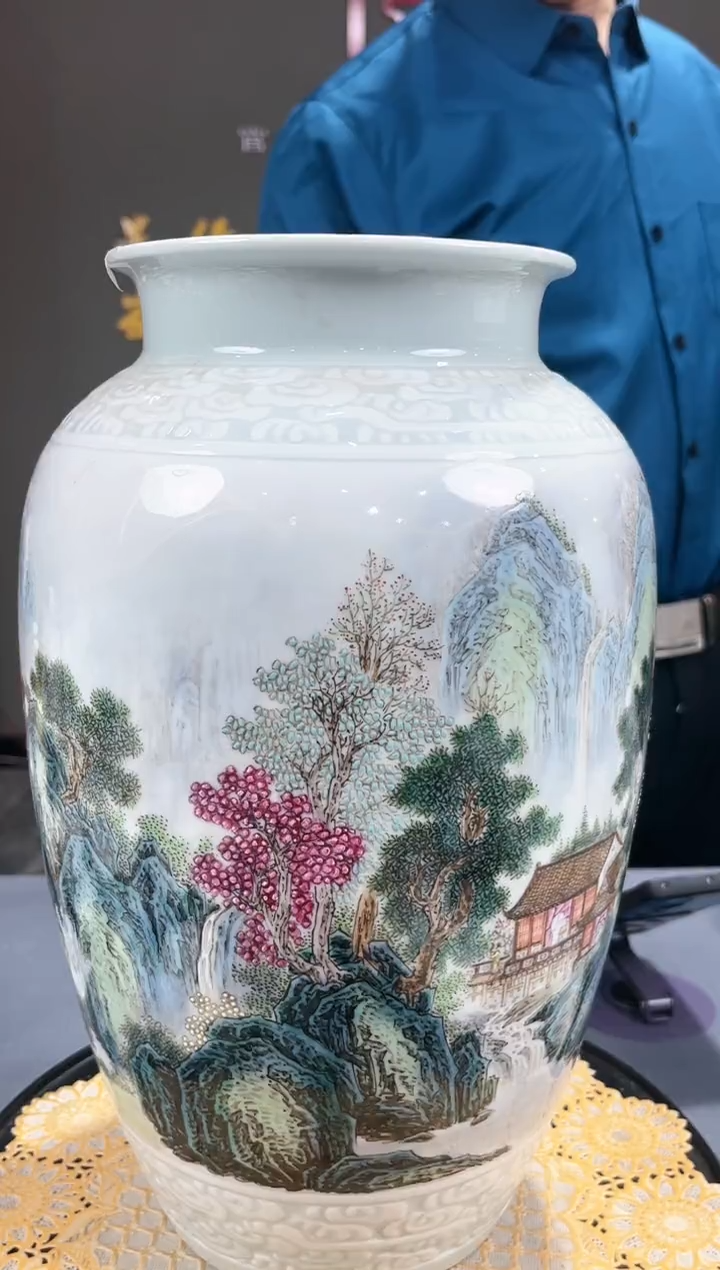 【闪购商品】官窑瓷画院316官窑瓷画院山水冬瓜瓶