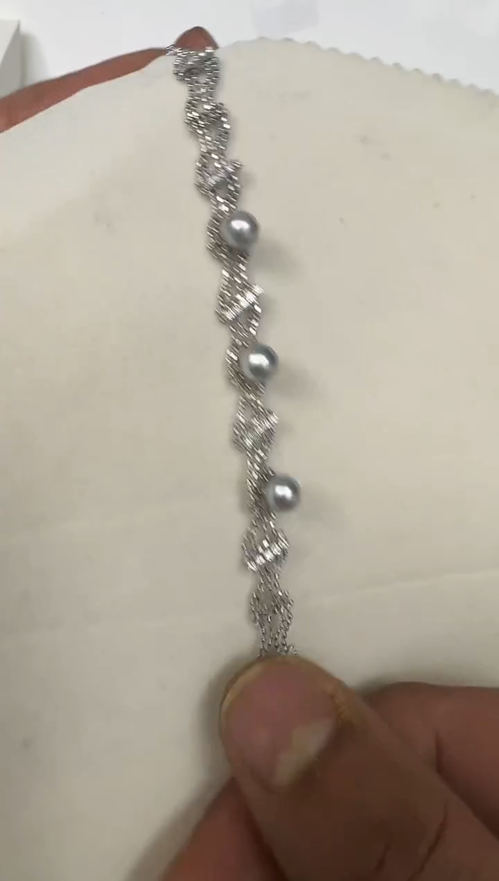 银S925镶嵌手链海水珍珠手链