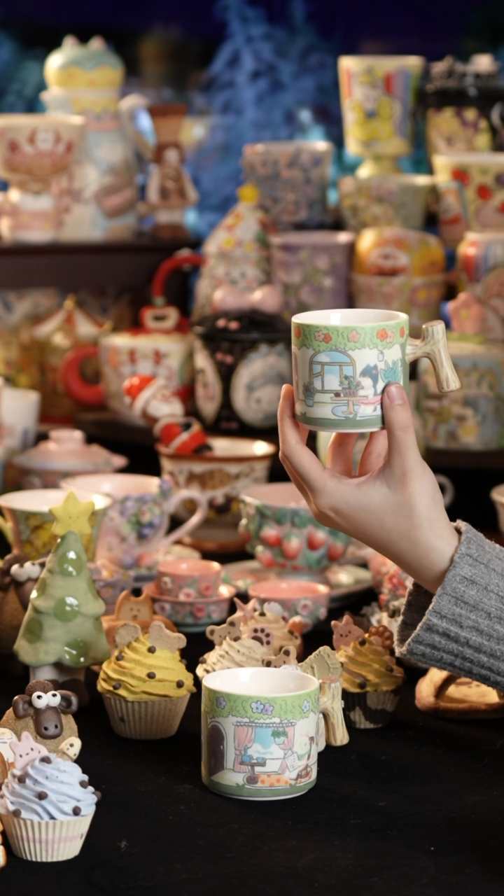 摆件陶景德镇釉下彩手绘设计师款陶瓷