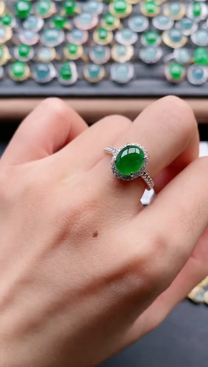 【闪购商品】翡翠戒指银S925镶嵌11111