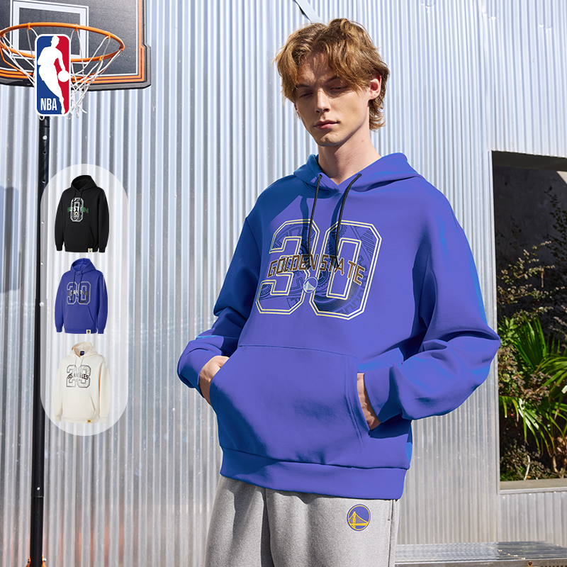 NBA官方詹姆斯库里图姆得分狂潮系列秋季情侣套头衫连帽运动卫衣