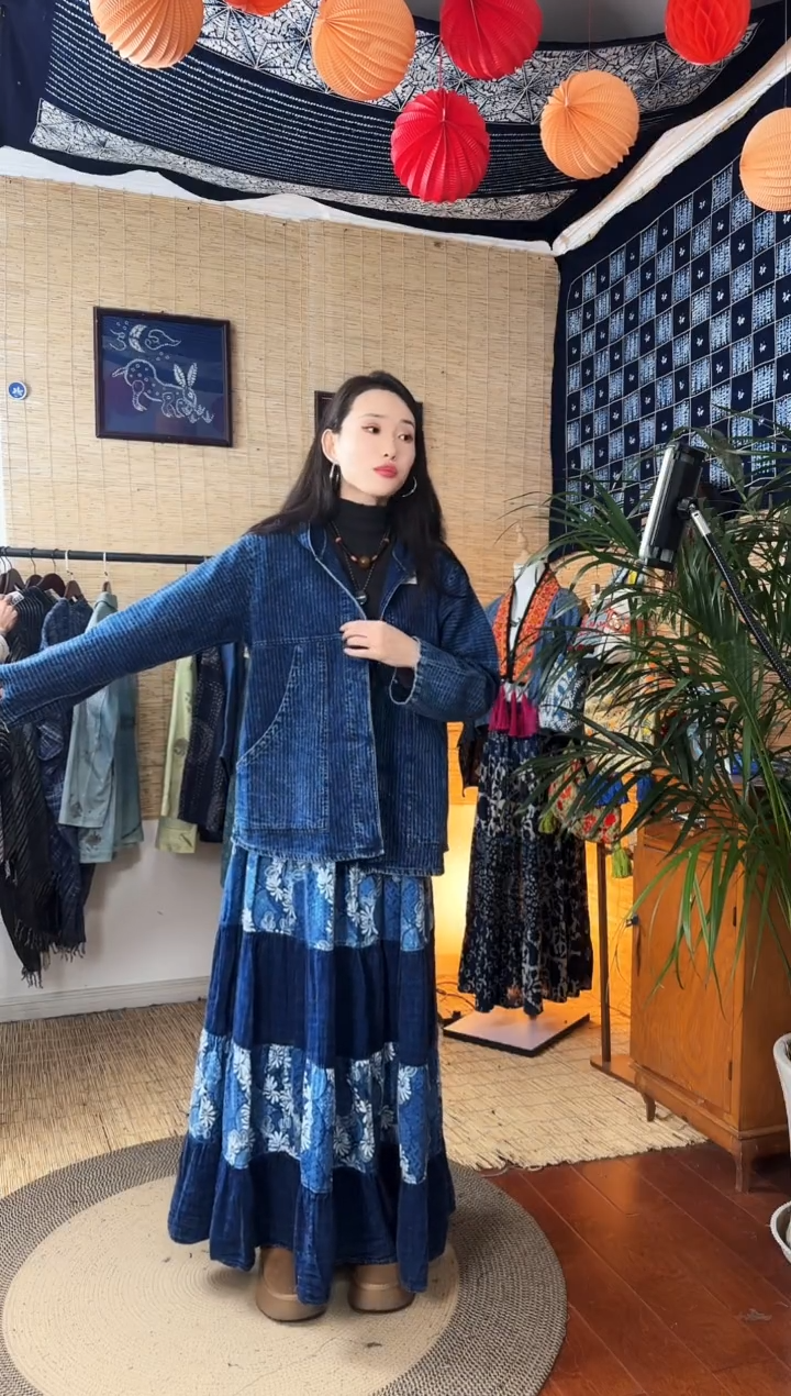 【闪购商品】设计师款蓝染帽衫