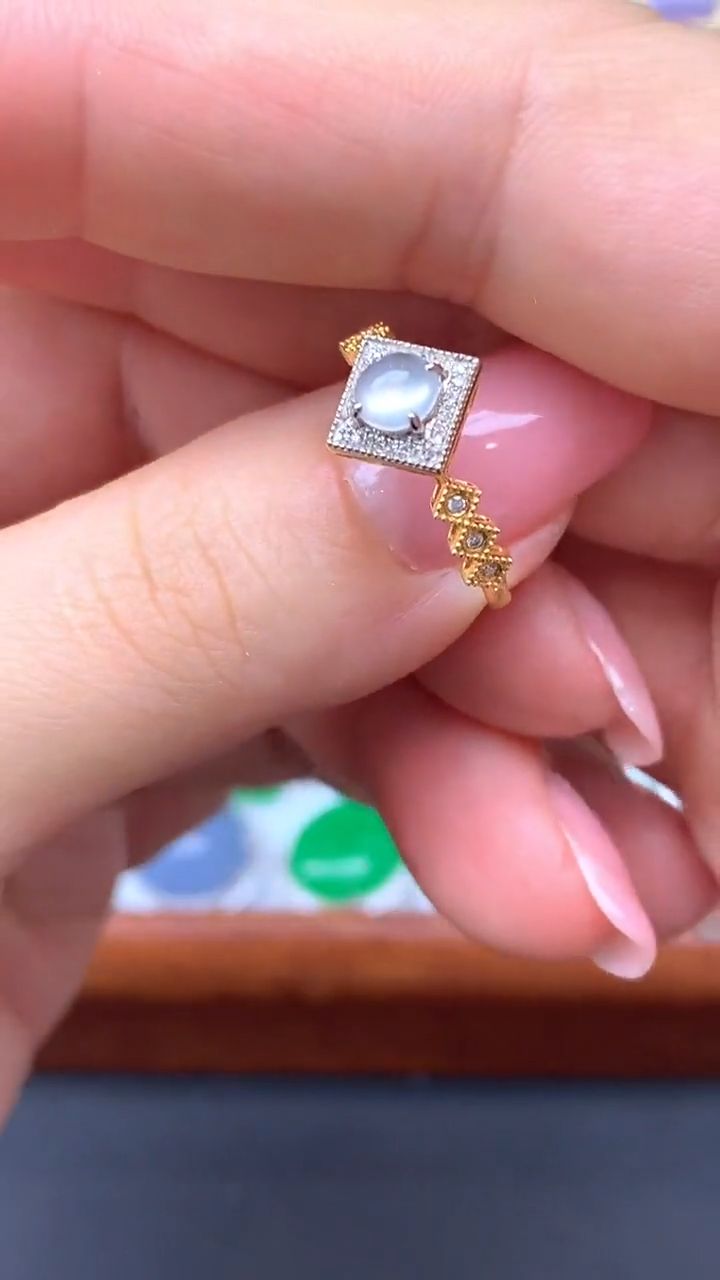 【闪购商品】翡翠戒指18K金镶嵌150-天然翡翠