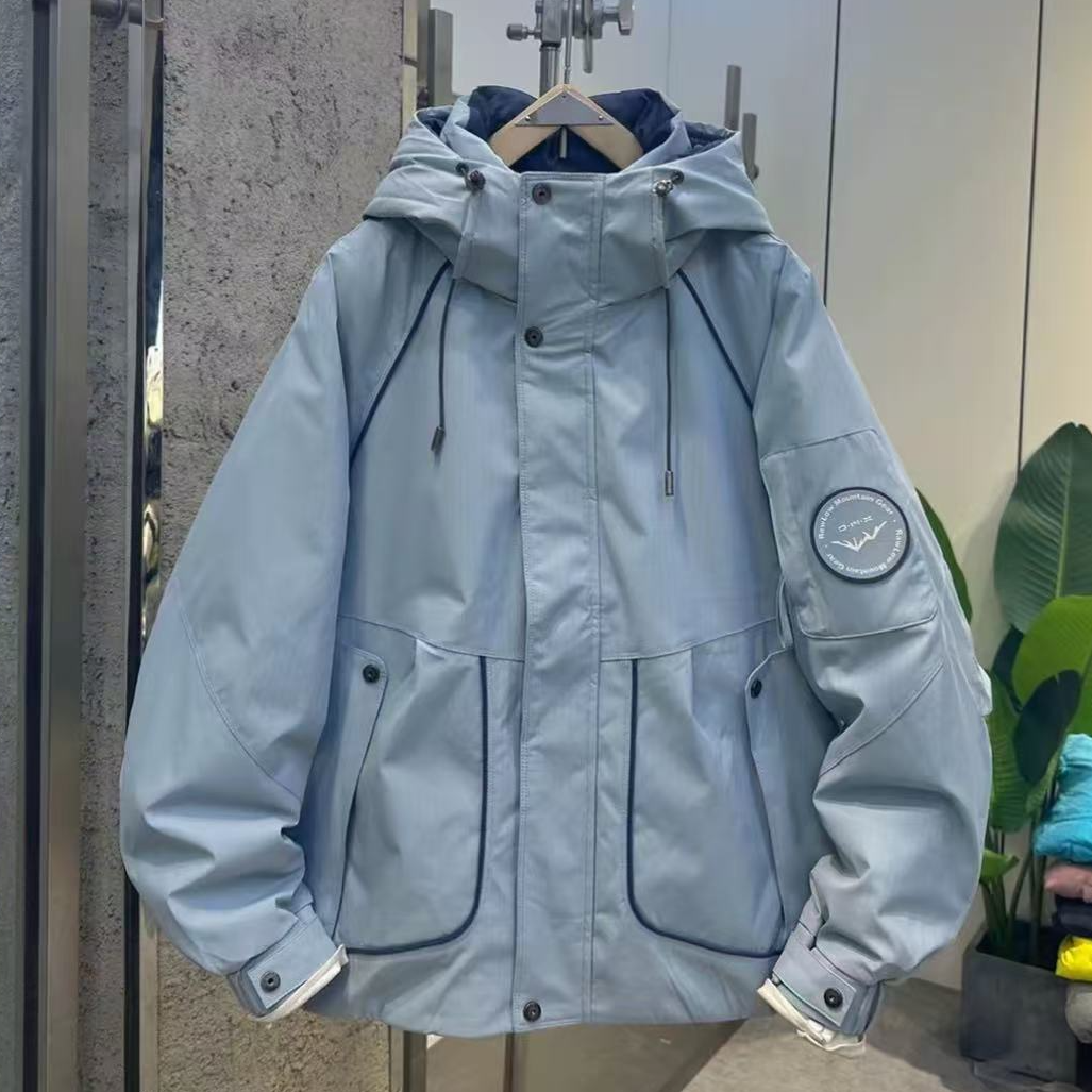 DM6866*蓝【余晖岛】冬款预寒工装连帽保暖羽服外套#
