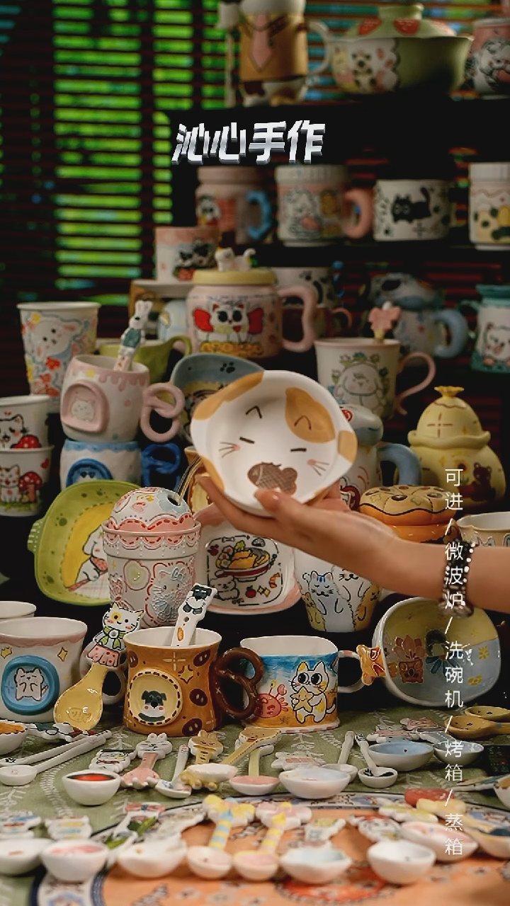 陶瓷无盖款景德镇高温釉下彩纯手绘瓷 