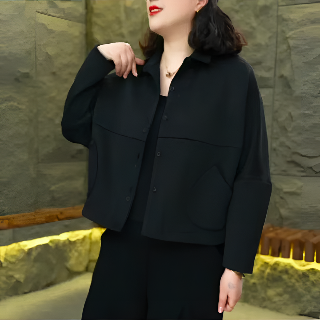 新款时尚洋气外套宽松型女落肩袖减龄外套短外套潮流气质短款百搭