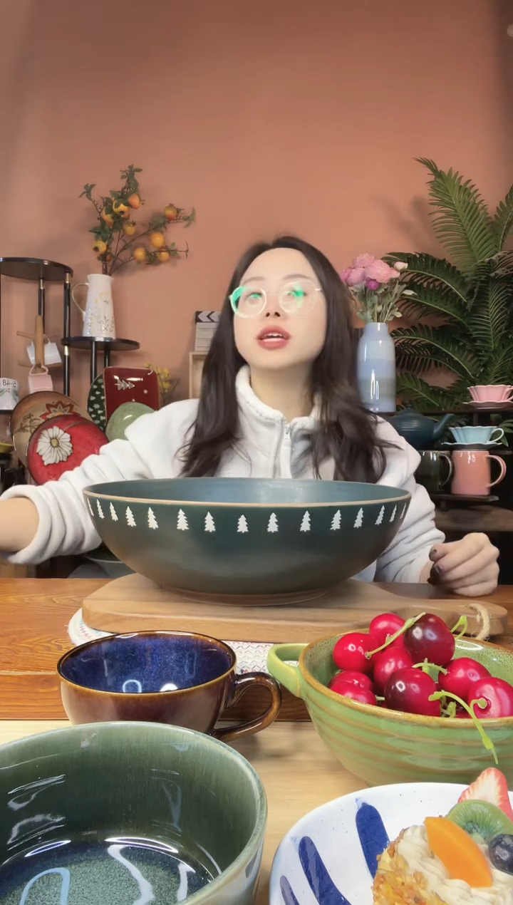 陶瓷13.3英寸喷墨超大汤碗 微瑕疵