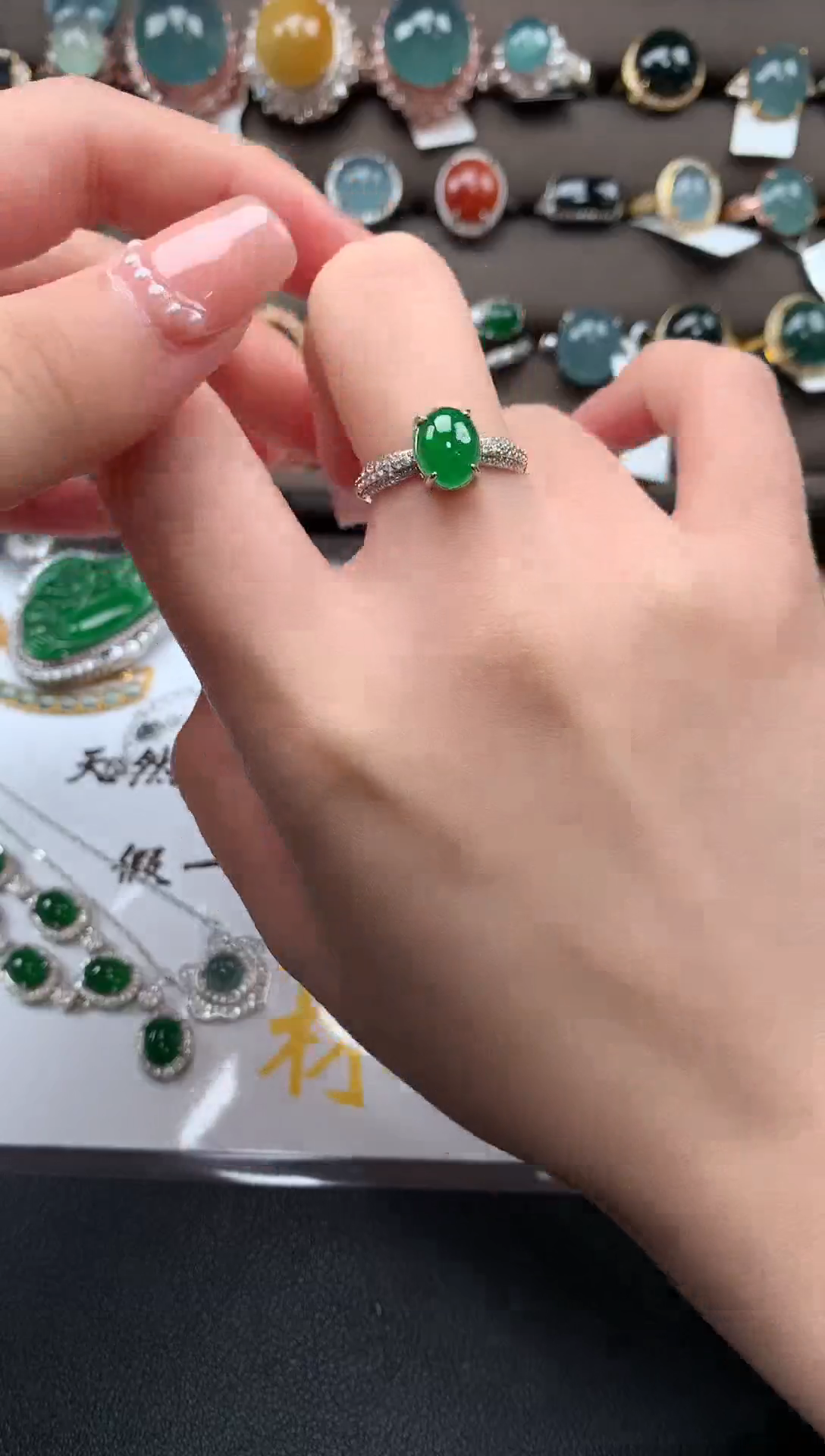 【闪购商品】翡翠戒指银S925镶嵌52141