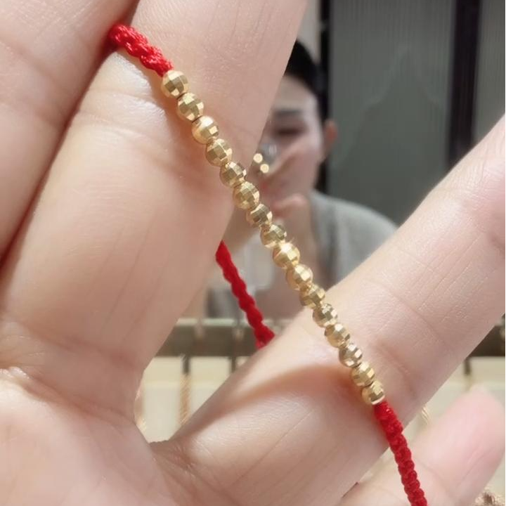 18K金转运珠红绳手链