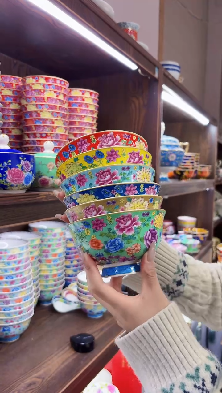 珐琅5英寸饭碗6个景德镇餐具  