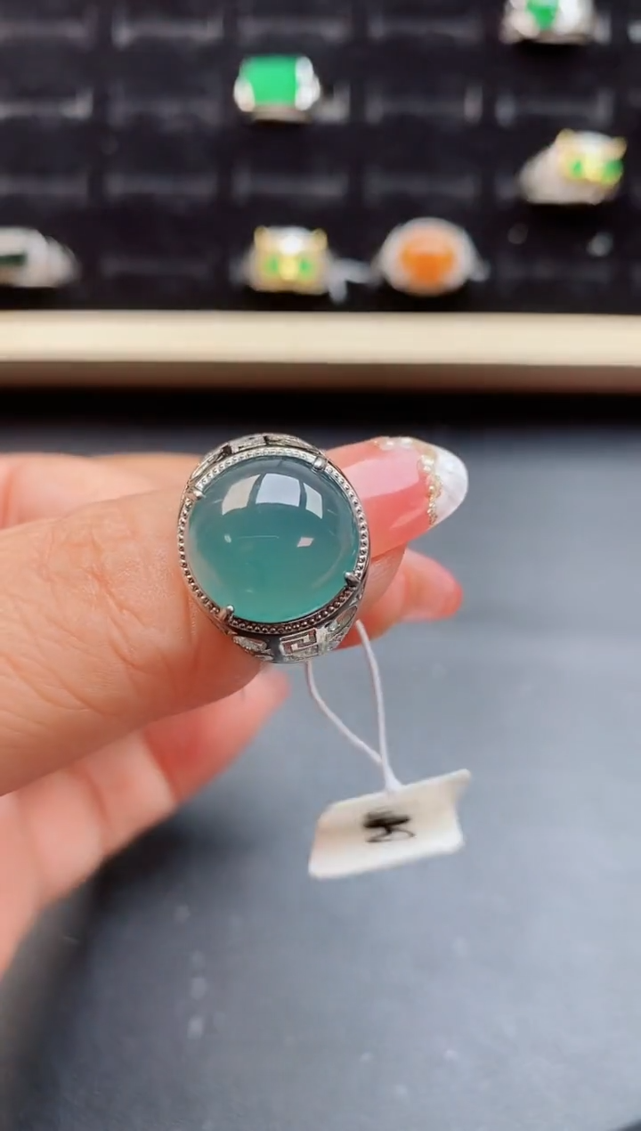 【闪购商品】翡翠戒指银S925镶嵌585050