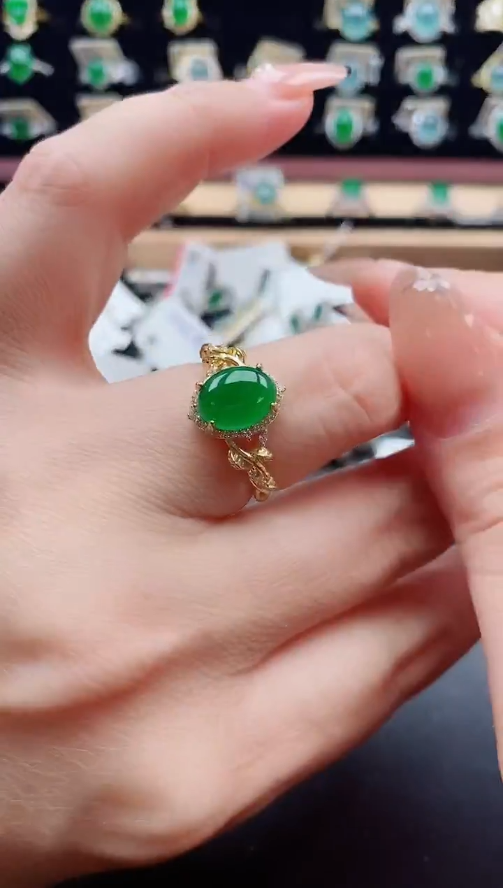 银S925镶嵌戒指翡翠1