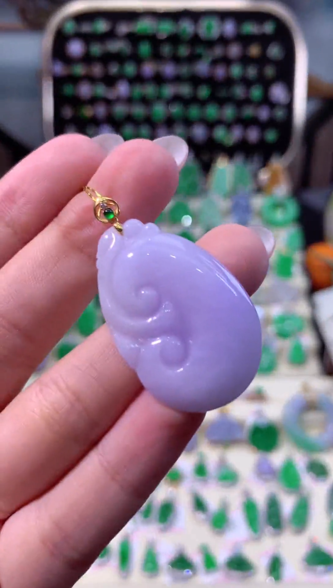 【闪购商品】翡翠颈饰18K金镶嵌缅甸天然A货翡翠