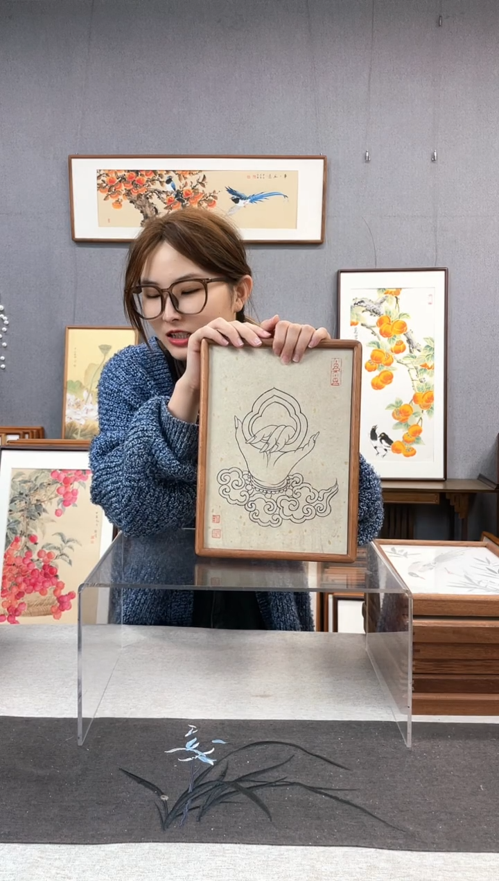 【闪购商品】国画A4-23*32摆台手绘作品-