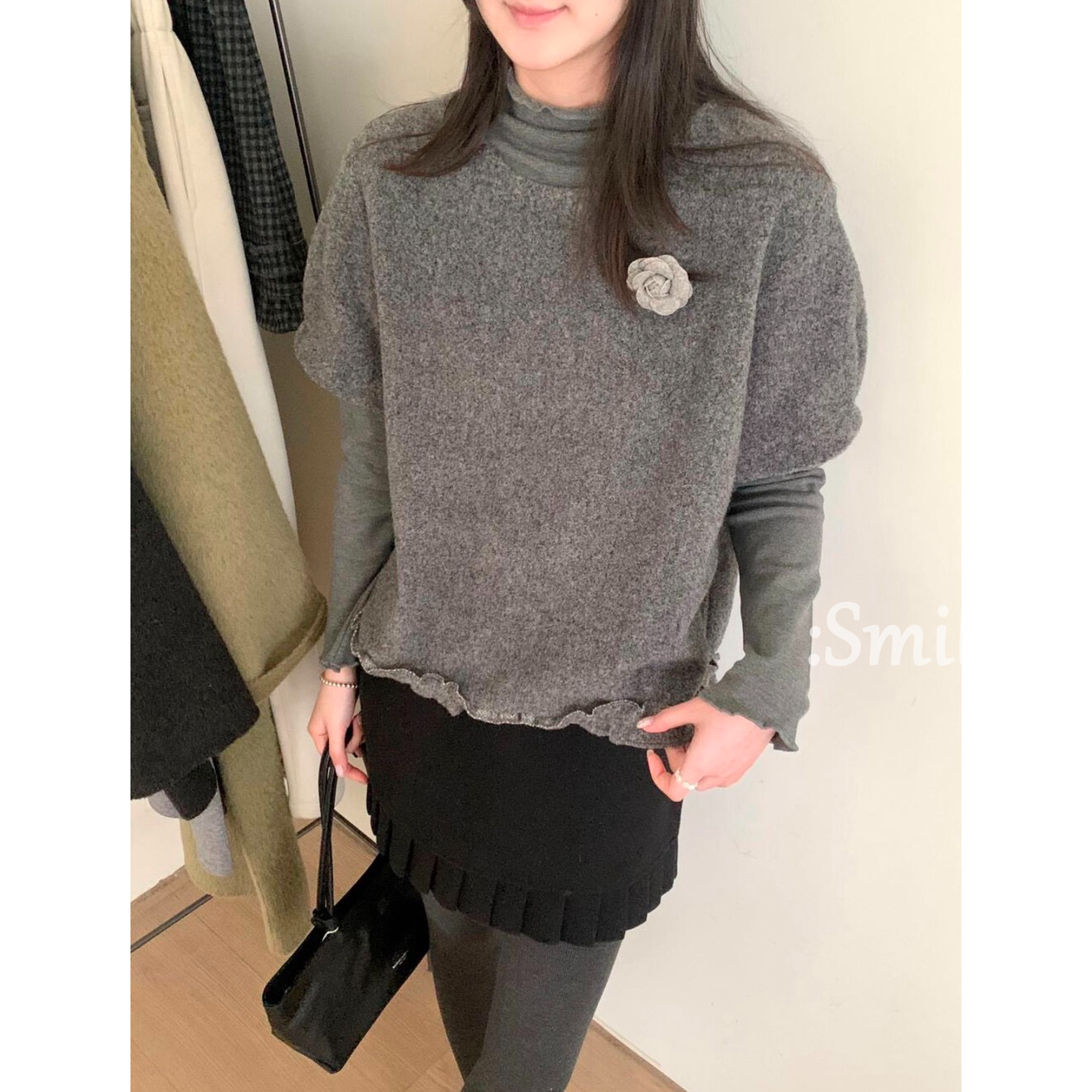  【SmileYan】（南杏庄园）小香短袖小衫➕木耳边打底衫（含4.7%绵羊毛）