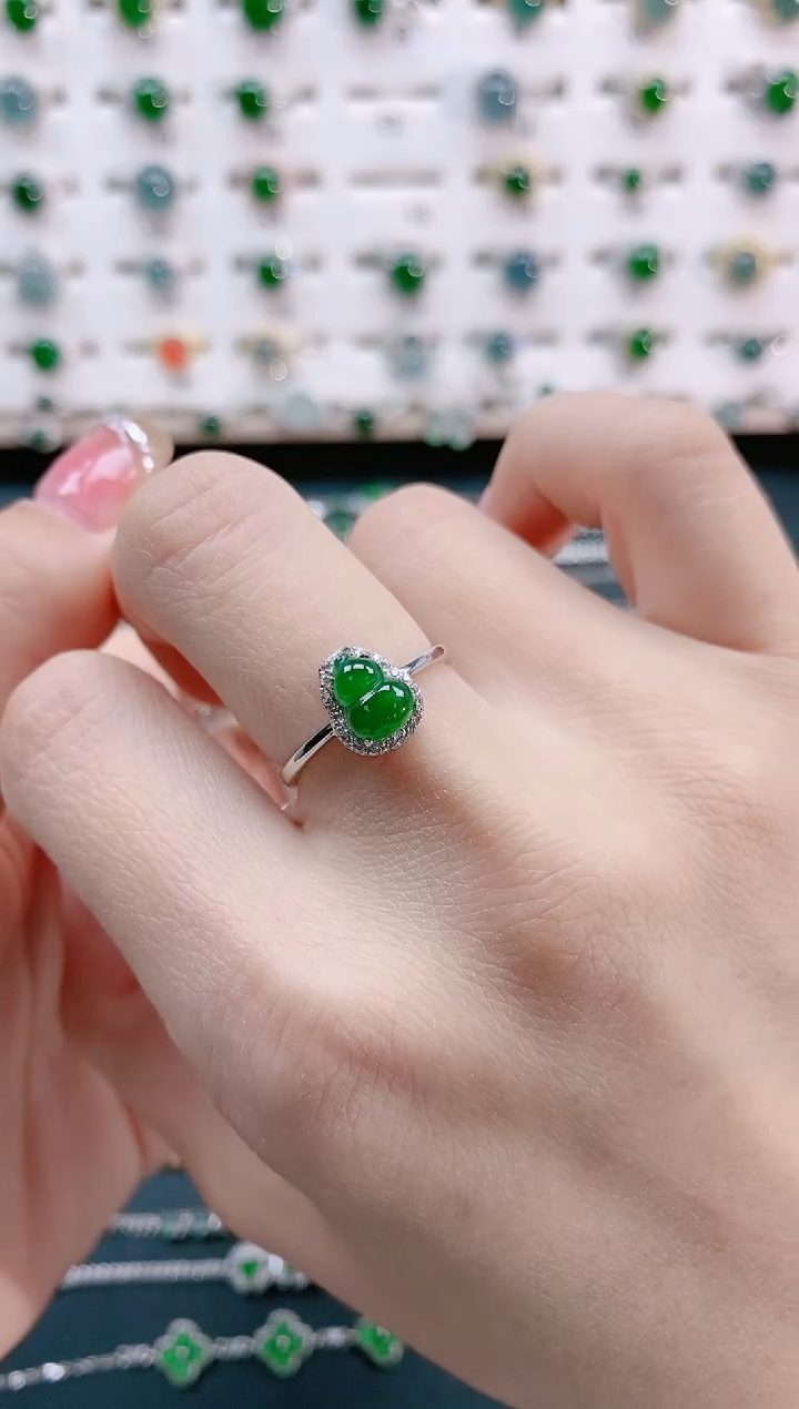 【闪购商品】翡翠戒指银S925镶嵌天然翡翠