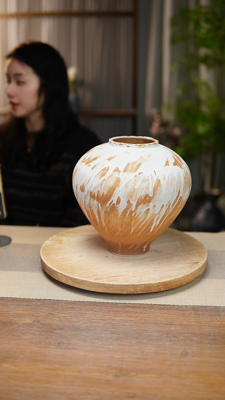 【闪购商品】陶瓷  花器诧寂黄月亮罐