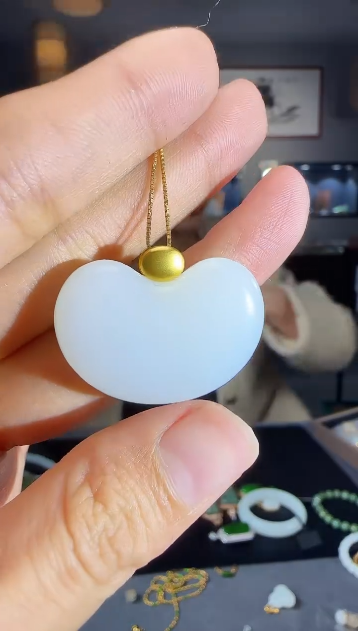 【闪购商品】和田玉吊坠(不含链)18K金镶嵌3