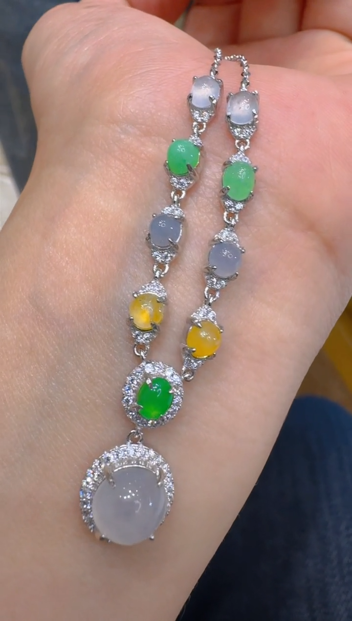 套链银S925镶嵌翡翠多样性团购发一件