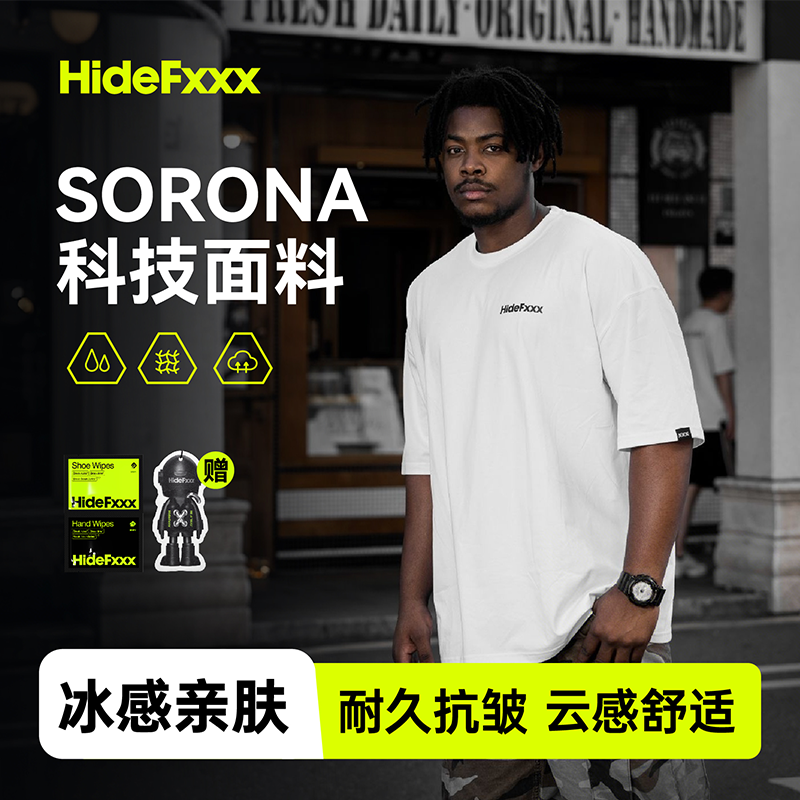 HideFxxx原创印花短袖T恤美式街头男夏季ins潮牌痞帅重磅透气