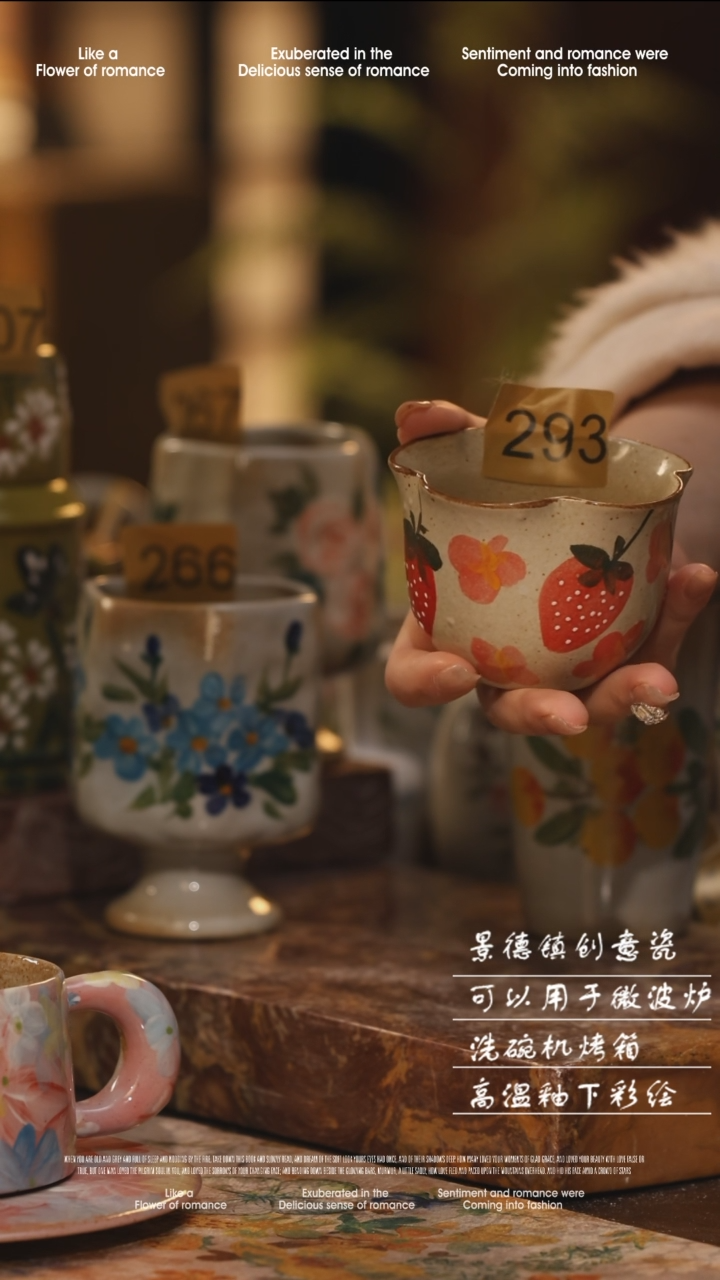 陶瓷景德镇高温手绘釉下彩绘设计师款式293