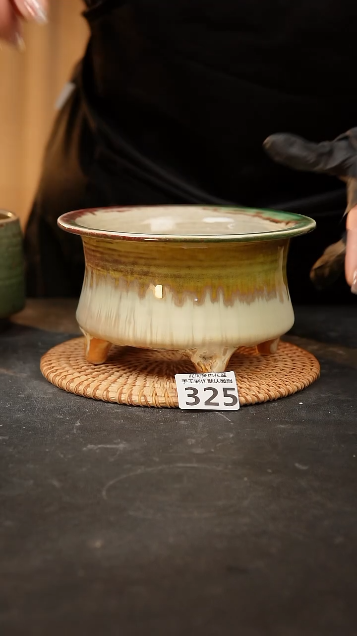 【闪购商品】瓷片325泥泥手工花盆口15高10