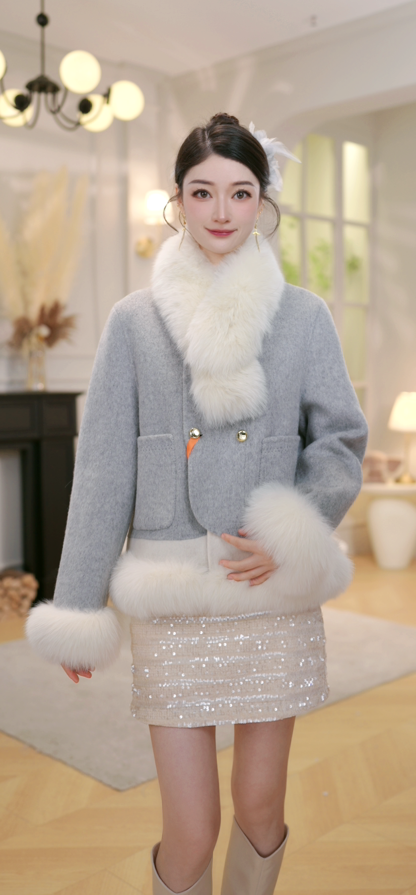 2025新款呢子长袖立领常规厚度女短外套冬季冬款外套大衣929冰冰