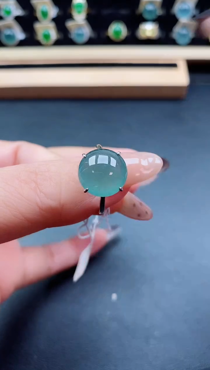 银S925镶嵌戒指翡翠1