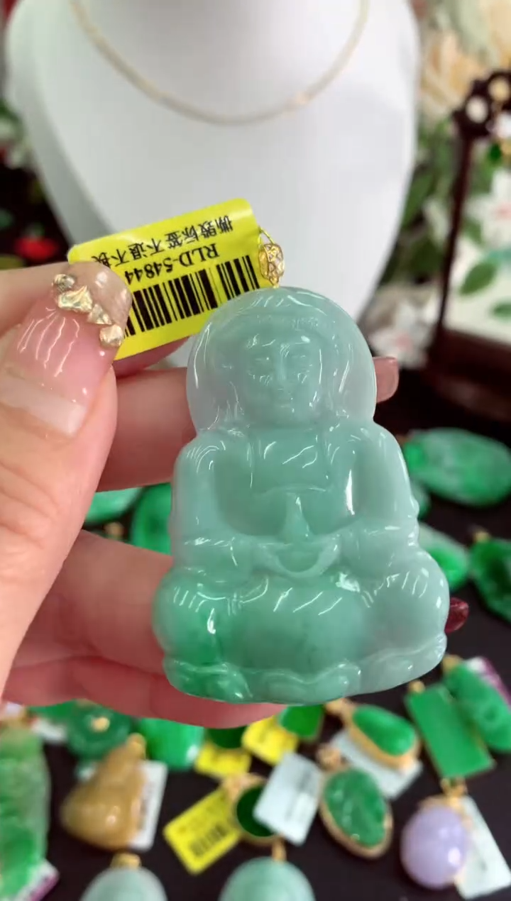 【闪购商品】翡翠吊坠(不含链)18K金镶嵌挂件