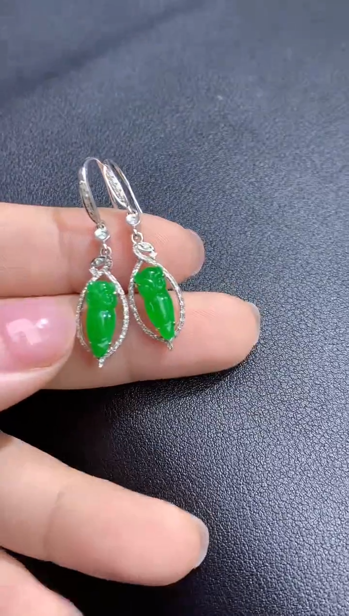 【闪购商品】翡翠耳饰18K金镶嵌112-中国好珍宝