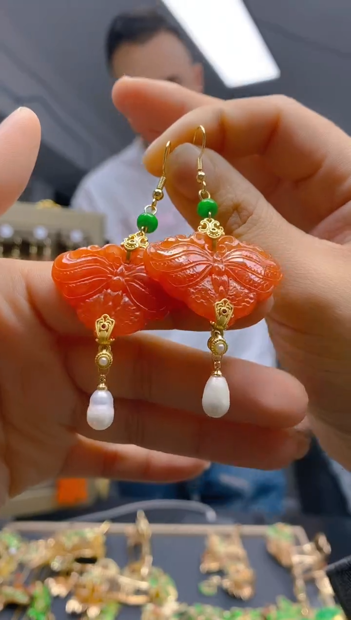 【闪购商品】翡翠耳饰合金0174翡翠耳钩