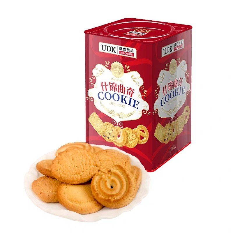 UDK优之良品什锦曲奇饼干罐装黄油味奶油味零食休闲年货礼品408g